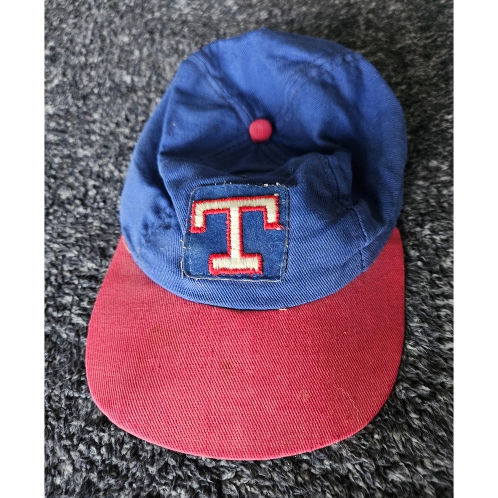 Vintage Texas Rangers Baseball Cap Kids OSFM Blue Red Good Retro MLB Hat